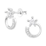 Star - 925 Sterling Silver Stud Earrings with CZ SD43540