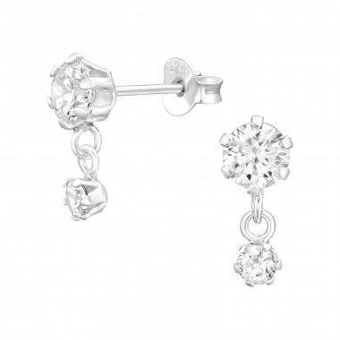 Round - 925 Sterling Silver Stud Earrings with CZ SD44727