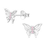 Butterfly - 925 Sterling Silver Stud Earrings with CZ SD45332