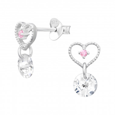 Heart - 925 Sterling Silver Stud Earrings with CZ SD45746