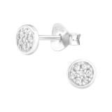 Circle - 925 Sterling Silver Stud Earrings with CZ SD45806