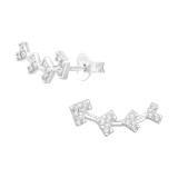 Arrow - 925 Sterling Silver Stud Earrings with CZ SD46555