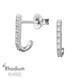 Bar - 925 Sterling Silver Stud Earrings with CZ SD47180