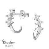 Geometrical - 925 Sterling Silver Stud Earrings with CZ SD47187