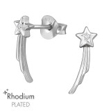 Shooting Star - 925 Sterling Silver Stud Earrings with CZ SD47192