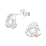 Trinity Knot - 925 Sterling Silver Stud Earrings with CZ SD47252