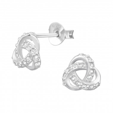 Trinity Knot - 925 Sterling Silver Stud Earrings with CZ SD47252