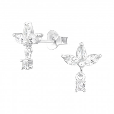 Marquise Shape - 925 Sterling Silver Stud Earrings with CZ SD47524