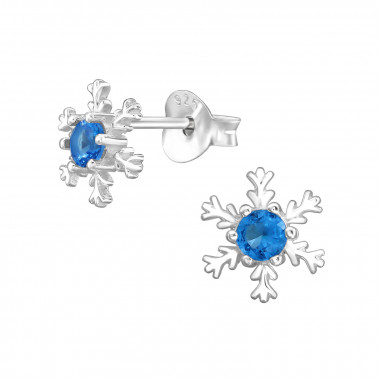 Snowflake - 925 Sterling Silver Stud Earrings with CZ SD47655