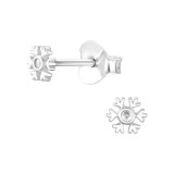 Snowflake - 925 Sterling Silver Stud Earrings with CZ SD47841