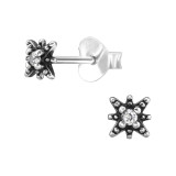 Starburst - 925 Sterling Silver Stud Earrings with CZ SD47844