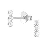 3 Vertical Connected Circles - 925 Sterling Silver Stud Earrings with CZ SD47849