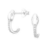 Snake - 925 Sterling Silver Stud Earrings with CZ SD47873