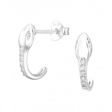 Snake - 925 Sterling Silver Stud Earrings with CZ SD47873