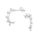 Half Hoop - 925 Sterling Silver Stud Earrings with CZ SD47970