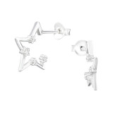 Star - 925 Sterling Silver Stud Earrings with CZ SD47976