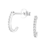 Curved - 925 Sterling Silver Stud Earrings with CZ SD48303