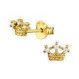 Crown - 925 Sterling Silver Stud Earrings with CZ SD48334