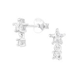 Star With Dangling - 925 Sterling Silver Stud Earrings with CZ SD48400