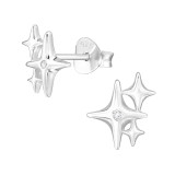 Starburst - 925 Sterling Silver Stud Earrings with CZ SD48427