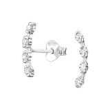 Curved - 925 Sterling Silver Stud Earrings with CZ SD48428