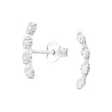 Curved - 925 Sterling Silver Stud Earrings with CZ SD48428