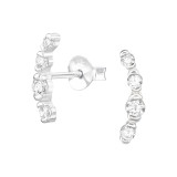 Curved - 925 Sterling Silver Stud Earrings with CZ SD48430