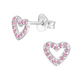 Heart - 925 Sterling Silver Stud Earrings with CZ SD48432