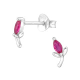 Tulip - 925 Sterling Silver Stud Earrings with CZ SD48433