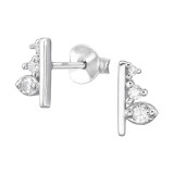 Bar - 925 Sterling Silver Stud Earrings with CZ SD48650