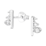 Bar - 925 Sterling Silver Stud Earrings with CZ SD48650