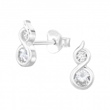 Circles - 925 Sterling Silver Stud Earrings with CZ SD48652