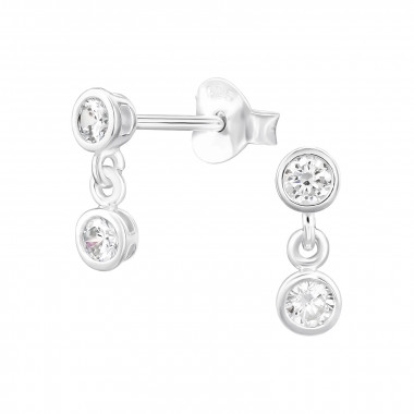 Round - 925 Sterling Silver Stud Earrings with CZ SD48656