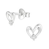 Heart - 925 Sterling Silver Stud Earrings with CZ SD48708