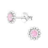 Dotted Circle - 925 Sterling Silver Stud Earrings with CZ SD48966