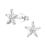 Flower - 925 Sterling Silver Stud Earrings with CZ SD49171