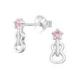 Guitar - 925 Sterling Silver Stud Earrings with CZ SD49190