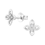 Flower - 925 Sterling Silver Stud Earrings with CZ SD49197