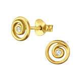 Spiral - 925 Sterling Silver Stud Earrings with CZ SD49201