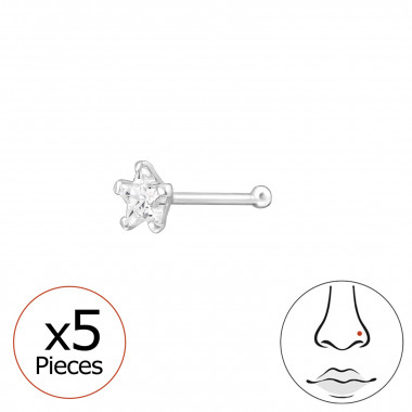 Star - 925 Sterling Silver Nose Studs SD48032