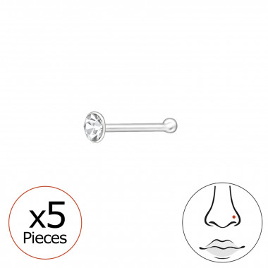 Round - 925 Sterling Silver Nose Studs SD48036