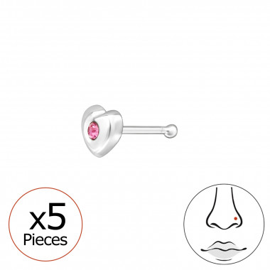 Heart - 925 Sterling Silver Nose Studs SD48054