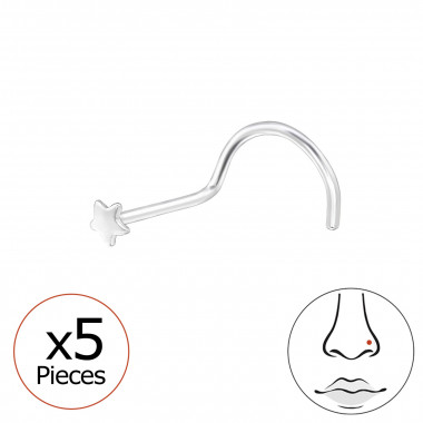 Star - 925 Sterling Silver Nose Studs SD48073