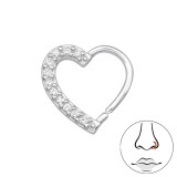 Heart - 925 Sterling Silver Nose Studs SD48369