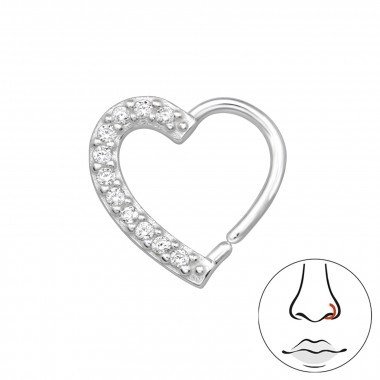 Heart - 925 Sterling Silver Nose Studs SD48369