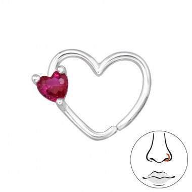 Heart - 925 Sterling Silver Nose Studs SD48372