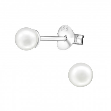 Round - 925 Sterling Silver Pearl Stud Earrings SD15831