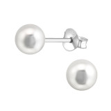 Round - 925 Sterling Silver Pearl Stud Earrings SD15832