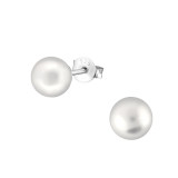 Round - 925 Sterling Silver Pearl Stud Earrings SD17950