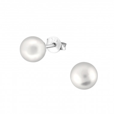 Round - 925 Sterling Silver Pearl Stud Earrings SD17950